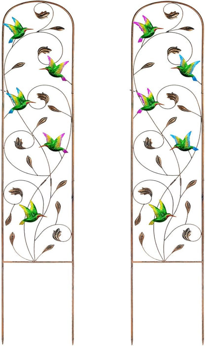 SUNNYPARK Set of 2 Hummingbird Metal Garden Trellis for Climbing Plants, Decorative Vegetables Flowers Vine Trellis for Outdoor Patio 60'' H x 11'' W