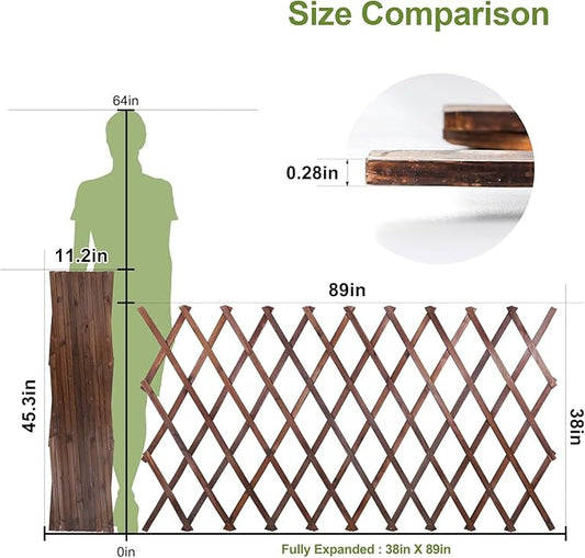 Expandable Garden Trellis, 38" x 89" Large Wooden Lattice Fence Wall Panel Lattice Trellis for Climbing Plants Outdoor Ivy Vine Rose Clematis for Garden Patio Room Decor (1)