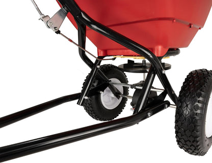 EarthWay Products T150 150lb Towable Broadcast Fertilizer Spreader, Seed Spreader, Pull Behind Aerator/Seeder for Garden Tractor, Easy Flow Control, Adjustable, Non-Skid Tires