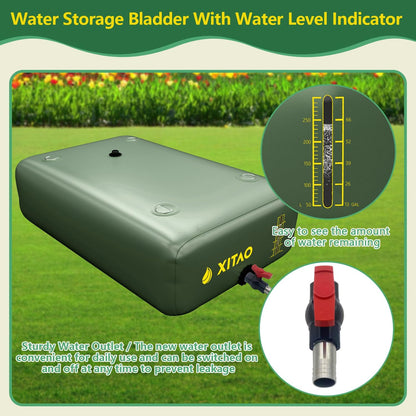 XITAO Water Storage Bladder w/Water Level Indicator, Large Capacity Foldable Water Storage Containers, Portable Emergency Water Tank Water Bag for RVs, Fire Prevention, Irrigation (63Gal)