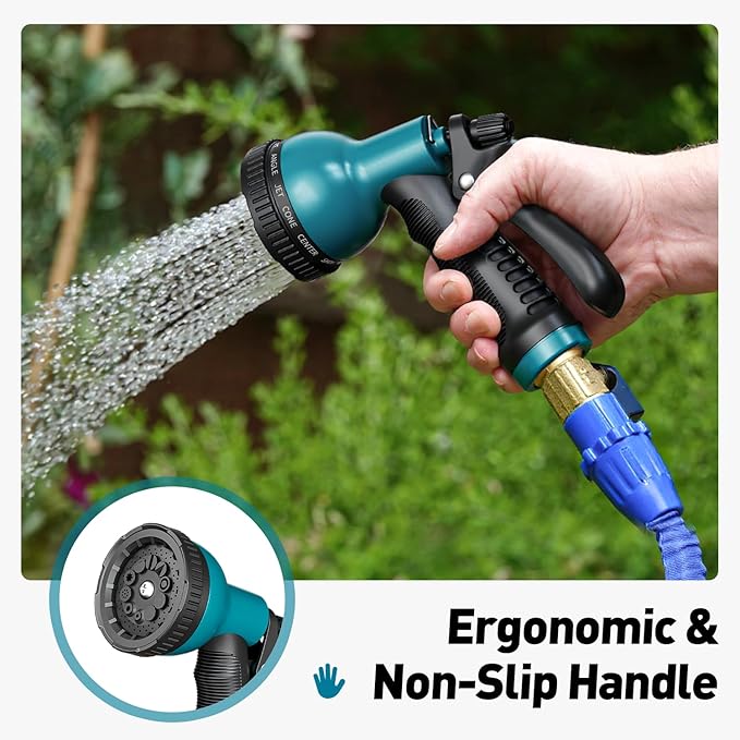 Garden Hose Nozzle Sprayer 10 Watering Patterns Spray Nozzles Heavy Duty Hose Head Lightweight Hose Attachment Blue