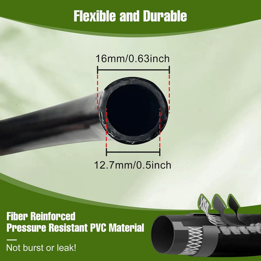 50FT 1/2 Inch Drip Irrigation Tubing with 4 Pack 1/2" to 1/4" Drip Irrigation Fittings, Drip Line Hose & Push-to-Fit 6 Way Splitter Connectors,for Drip Irrigation Parts, Drip Irrigation System