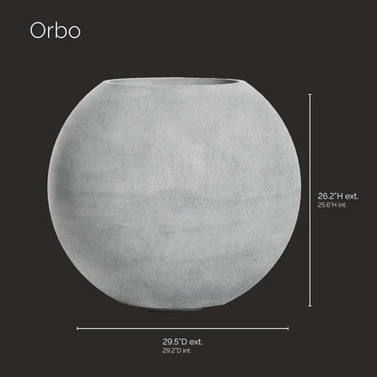 Orbo Globe Sphere Planter - 29.5 in x 29.5 in x 26.2 in - Concrete Stone