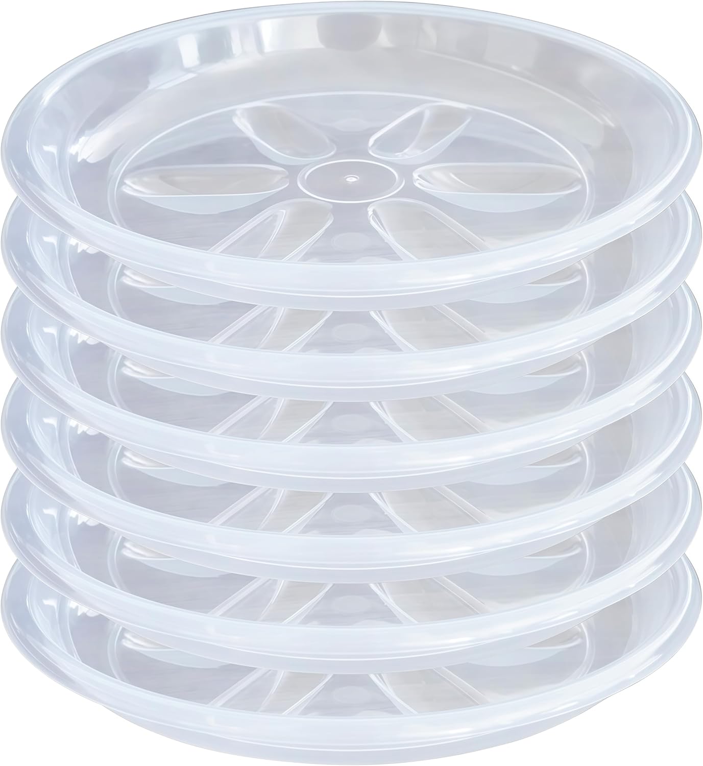 6 Pack of Plant Saucer 10 inch, Heavy Duty Clear Plastic Plant Trays, Plant Pot Saucers, Plant Water Tray for Planters