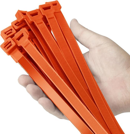 24 inch Orange Zip Ties Heavy Duty 50 PACK, 250 LBS Ultra Exclusive Strong Plastic Wire Ties, Large Cable Ties Extra Long Tie Wraps, Indoor and Outdoor UV Resistant