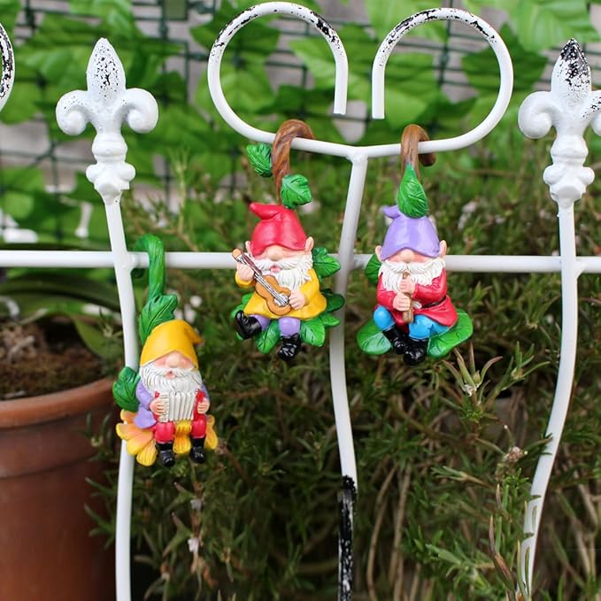3PCS Climbing Gnomes Statue for Garden Decor, Resin Crafts Plant Decorations for Pots, Fairy Garden Accessories and Tree Faces Decor Outdoor, Halloween and Christmas Decorations