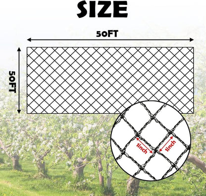 Meanchen Bird Netting for Garden 50x50 Ft,1" Mesh Garden Netting,Heavy Duty Deer Netting,Protect Vegetable Plants and Fruit Trees,Garden Mesh Fence for Blueberry Bushes.