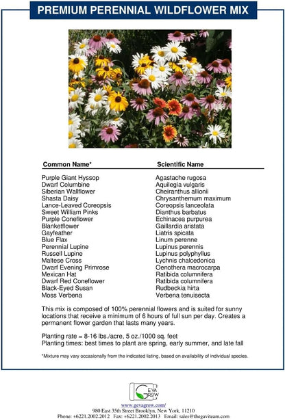 Bulk Wildflower Seed Shaker – Perennial Flower Seeds Mix to Plant Anywhere, by Geva Grow | 20 - Different Type Beautiful Perennial Wildflower Seeds Bulk 900,000+ Seeds, 1 Pound Tub