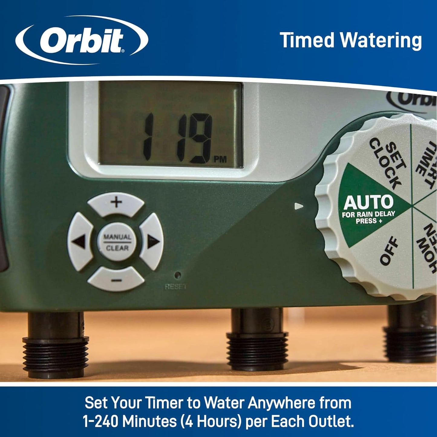 Orbit 56082 3-Outlet Hose Watering Timer, Green… (1) (Pack of 1) (Pack of 4)