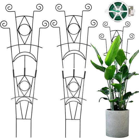 Stackable Metal Trellis for Climbing Plants Outdoor & Indoor - 4 Pack Garden Trellis for Potted Plants, Rust-Resistant Plant Support Stakes for Vines, Flowers - Sturdy Plant Trellis
