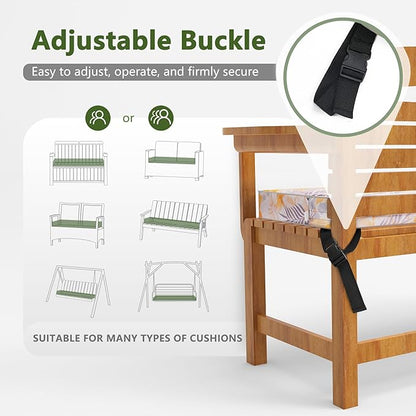 Porch Shield Outdoor Bench Cushion Cover – Waterproof Swing Cushion Cover for Patio Furniture Loveseat (Not Insert) Summer Blossom 48" W x 18" D x 3" H