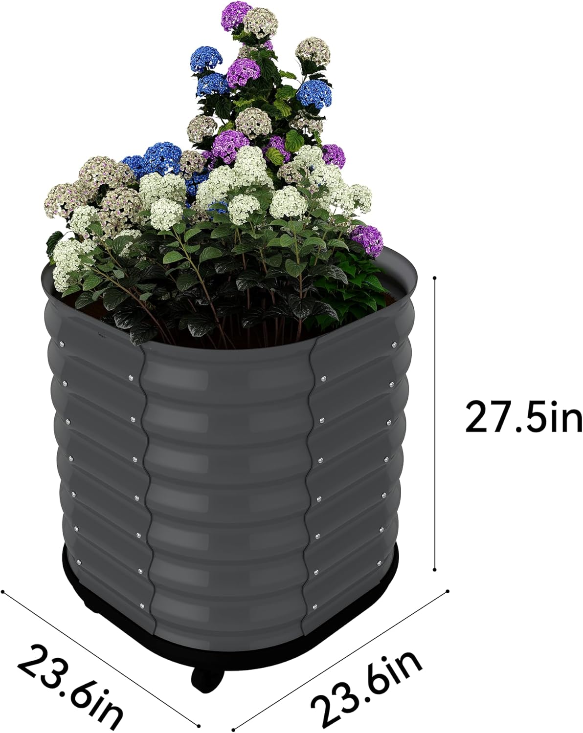24x24x28in Galvanized Raised Garden Bed with Wheels & Water Reservoir – Durable Outdoor Planter Box, Elevated Raised Beds for Gardening, Portable Garden Box for Indoor/Outdoor Plants, Gray