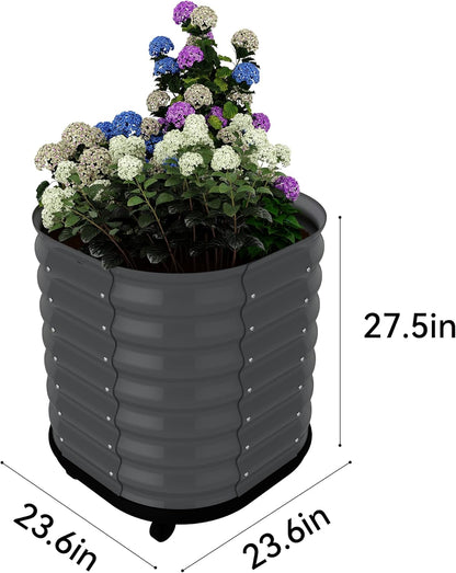 24x24x28in Galvanized Raised Garden Bed with Wheels & Water Reservoir – Durable Outdoor Planter Box, Elevated Raised Beds for Gardening, Portable Garden Box for Indoor/Outdoor Plants, Gray