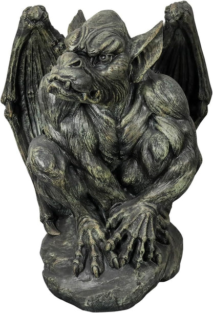 SKYFIRE Sitting Guardian Sculpture - 23.2" Large Silas The Sentry Gargoyle Gothic Statues, Concrete Indoor Outdoor Winged Gargoyle Halloween Figurines for Garden, Lawn, Backyard, Office, Home Decor