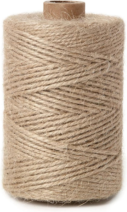 2mm 328 Feet Natural Jute Twine, for Crafts Gift, Craft Projects, Wrapping, Bundling, Packing, Holiday Packaging Twine, Gardening and More, Jute Rope to Use Around The House and Garden