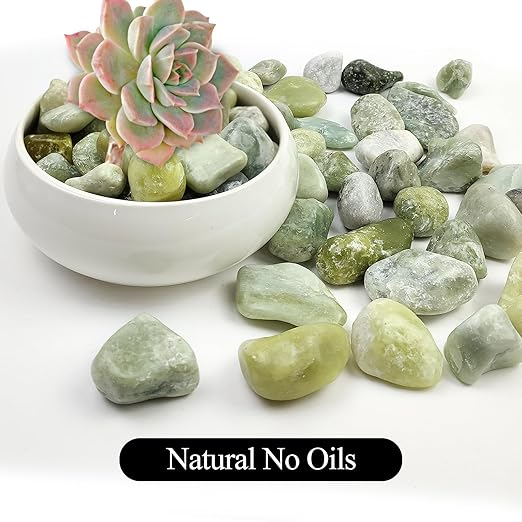20LB Jade Pebbles for Landscaping, 0.7-1.2 Inch Natural Decorative Stones, Polished River Rocks for Landscaping,Plants, Vase, Flowerpot, Indoor Plants and Outdoor Garden Decoration