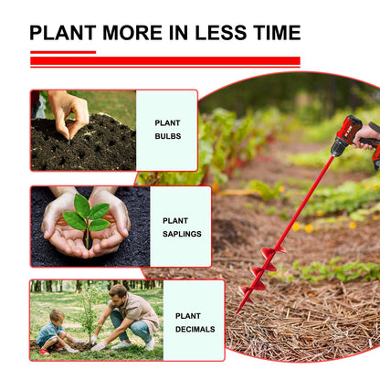 4 Pack Garden Auger Drill Bit for Planting,Ground Soil Earth Spiral Drill Bits for 3/8" Hex Drive Drill, Auger Drill for Bulbs Planting, Hole Digger Flowers,Bedding Digging Plant Rapid Planter Tool