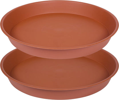 2 Pack of Bird Bath Bowl 14 inch, 1.6" Depth, 12 14 16 18 19 inch Heavy Duty BirdBath Bowls only, Plastic Round Large Plant Saucer Dish for Garden (14", Terracotta)
