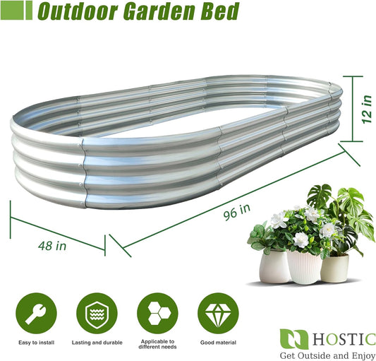 8x4x1FT Galvanized Planter Raised Garden Boxes Outdoor Large Metal Gardens Beds for Vegetables Flowers Herbs Succulents