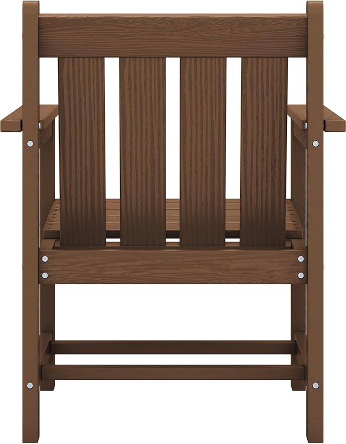 SERWALL 3 Pieces Patio Bistro Set, All Weather Adirondack Chair Set with Side Table, HDPE Material Outdoor Patio Furniture Set for Balcony, Porch, Garden, Backyard- Brown