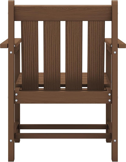 SERWALL 3 Pieces Patio Bistro Set, All Weather Adirondack Chair Set with Side Table, HDPE Material Outdoor Patio Furniture Set for Balcony, Porch, Garden, Backyard- Brown