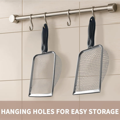 2 PCS 2-in-1 Gardening Soil Sifter Set with 3.8/5mm Mesh, Garden Sieve & Shovel Sifter Screen Potting Scoop for Sand, Dirt, Rock Compost, Stainless Steel & Ergonomic Handle