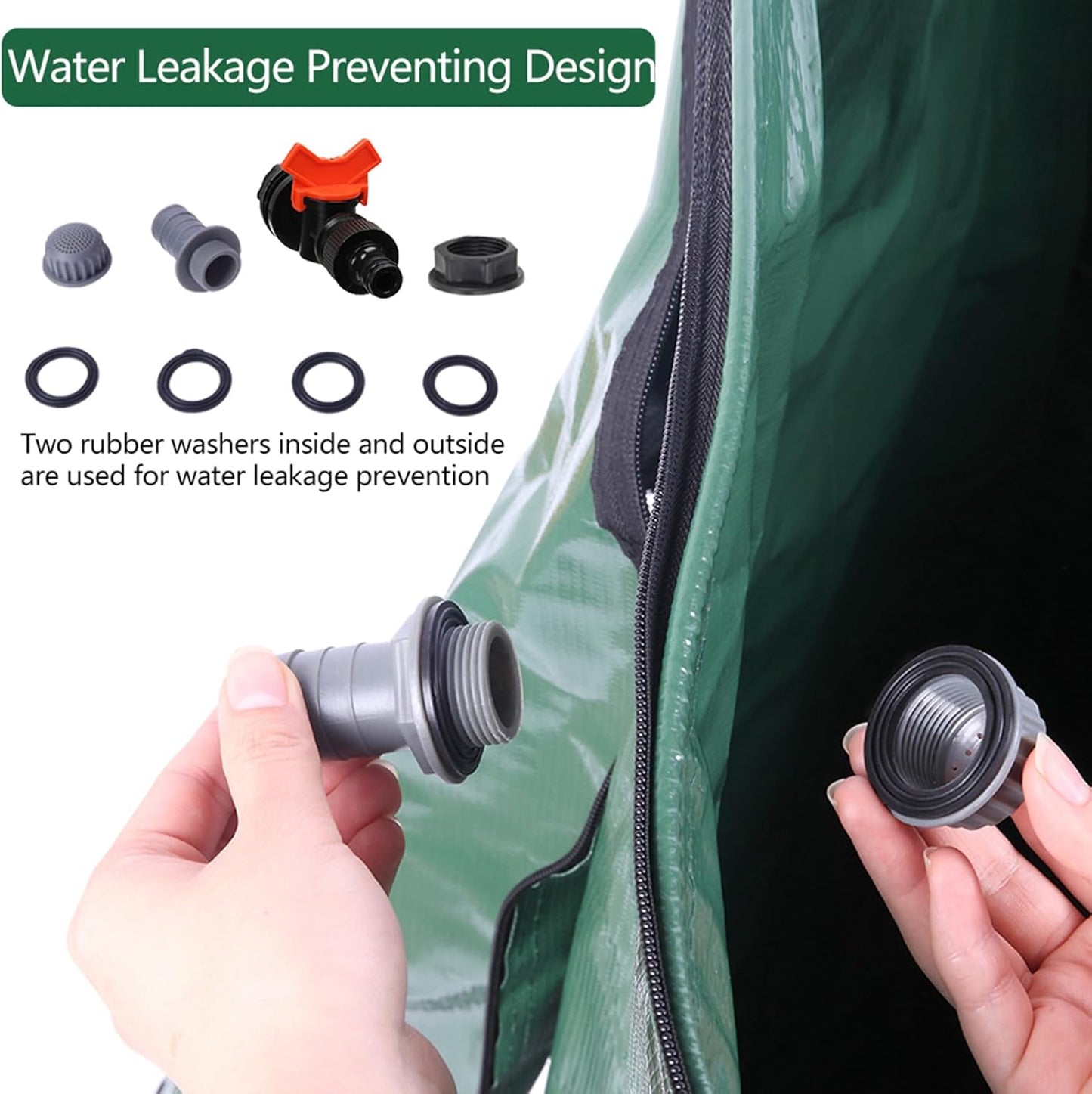 200 Gallon Collapsible Rain Barrel, Water Storage Tank, Portable Rainwater Collection System, Rain Catcher Barrel with Spigots and Overflow Kit, Rain Water Barrel Collector for Garden, Green