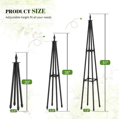 4 Ft obelisk trellis for Climbing Plants outdoor,4 Ft garden trellis with Extra Thickened Plastic-Coated metal pipes, Garden Indoor Potted Plant Support, Climbing Support for Potted Plants
