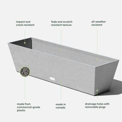 Veradek Pure Series Window Box Planter - Long Rectangular Planter for Indoor or Outdoor Windowsill/Balcony | Durable All-Weather Use with Drainage Holes | Modern Decor for Herbs, Small Plants, Flowers
