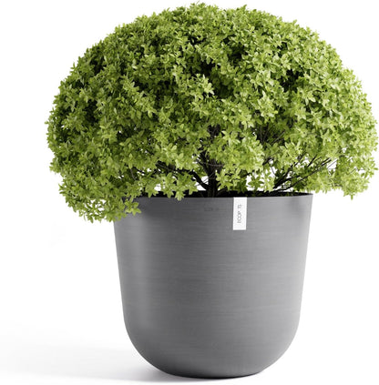 Ecopots Oslo Durable Modern Round Indoor/Outdoor Recycled-Based Composite Flower Pot Planter, Grey, 25.5"
