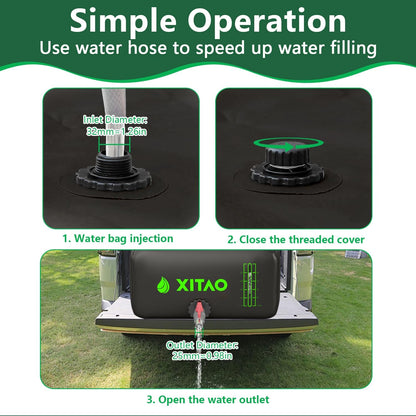 XITAO 29Gal Water Storage Bladder w/Water Level Indicator, Large Capacity Foldable Water Storage Containers, Portable Emergency Water Tank Water Bag for RVs, Fire Prevention, Irrigation