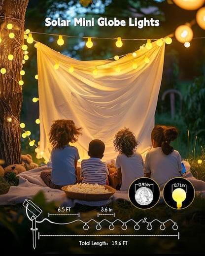 Brightown Solar String Lights Outdoor Waterproof, 19.6Ft 60 LED Globe Solar Patio Lights, 8 Modes Balcony Lights for Yard Patio Tree Canopy Party Camping Balcony Decor(Warm White)