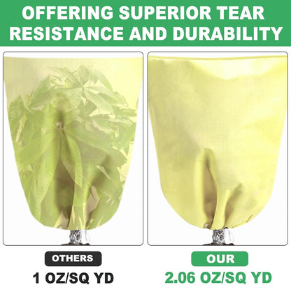 2 Pack Plant Covers Freeze Protection with Zipper Drawstring, 31.4" X 47.2" Winter Cold Weather Frost Covers Shrubs Trees Jacket for Outdoor Plants Fruit Tree Plant Protection Cover Bags