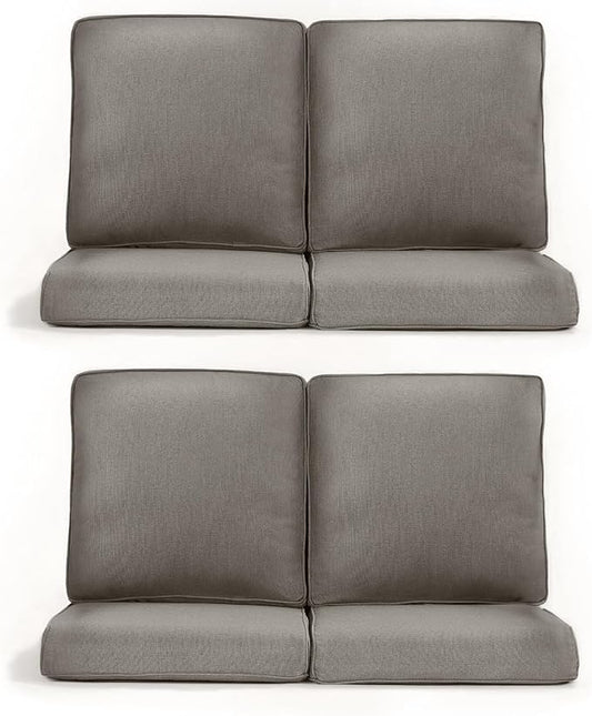 Patio Chair Cushions 4 Packs - Outside High Back Thick Water-Resistant Cushion 22x24 with Zipper Cover for Outdoor Glider Rocking Chairs Loveseat Couch – Grey/Regular