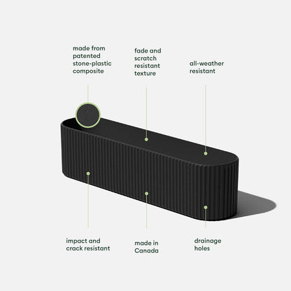 Veradek Demi Series Window Box Planter - Long Planter Box for Windowsill/Balcony | Durable Plastic-Stone Composite Material | Modern Décor for Flowers/Herbs