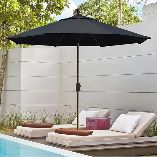 EliteShade USA 10-Year-Non-Fading 10Ft Market Umbrella Patio Umbrella Outdoor Table Umbrella with Ventilation, Black
