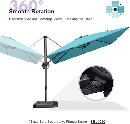 PURPLE LEAF 9 Feet Patio Umbrella Outdoor Cantilever Square Umbrella Aluminum Offset Umbrella with 360-degree Rotation for Garden Deck Pool Patio, Turquoise Blue