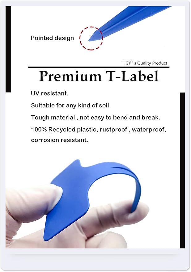 Blue Thick Plant Garden Labels, Plastic T-Type Nursery Markers Tags(100 Pcs)