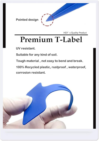 Blue Thick Plant Garden Labels, Plastic T-Type Nursery Markers Tags(100 Pcs)