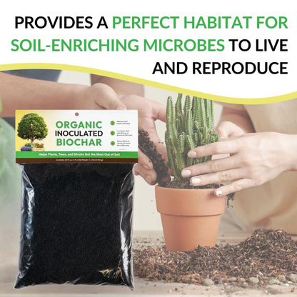Organic Inoculated Biochar: Helps Plants and Trees Get The Most Out of Soil | Allows Plants to Uptake Nutrients More Efficiently | Contains Millions of Soil-Enriching Micro-Organisms | 128oz Bag