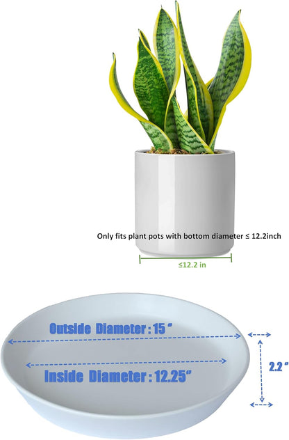 14 Inch Plant Saucer Tray 4 5 6 8 10 12 14 15 Inch Ceramic Plant Saucers for Indoors Outdoor, Drainage Drip Water Trays for Planter Pots Flower, Glazed Pot Saucers Trays (15 Inch)