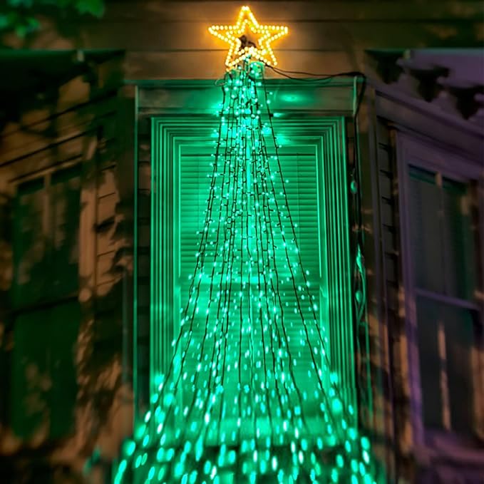 Upgrade Solar String Lights for Outside 2 Pack Total 180FT 500LED String Lights Outdoor with 8 Modes, IP65 Waterproof Outdoor Solar Twinkle Lights, Garden Tree Party Christmas Decorations, Green