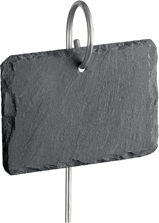 GardenMate 5-Pack Natural Style Slate Plant Labels (4"x 2 3/4") Hanging from a Stainless Steel Metal Rod (17")
