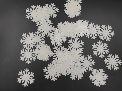 50pcs Edible White Snowflakes for Cake Decorating Cupcake Toppers for Christmas Winter frozen Theme Birthday Party Decorations