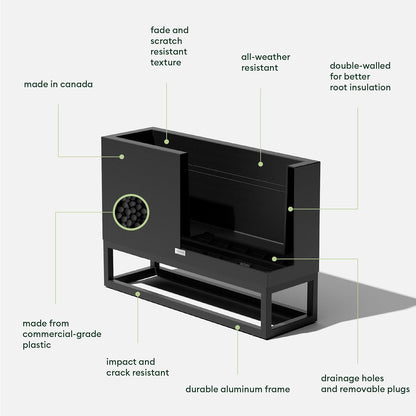 Veradek Block Series Raised Long Box Planter for Patio & Garden | Durable All-Weather Use with Aluminum Stand | Modern Décor for Herbs, Flowers