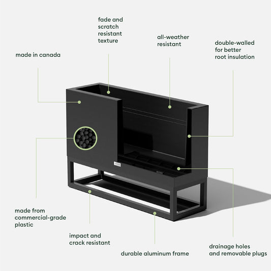 Veradek Block Series Raised Long Box Planter for Patio & Garden | Durable All-Weather Use with Aluminum Stand | Modern Décor for Herbs, Flowers