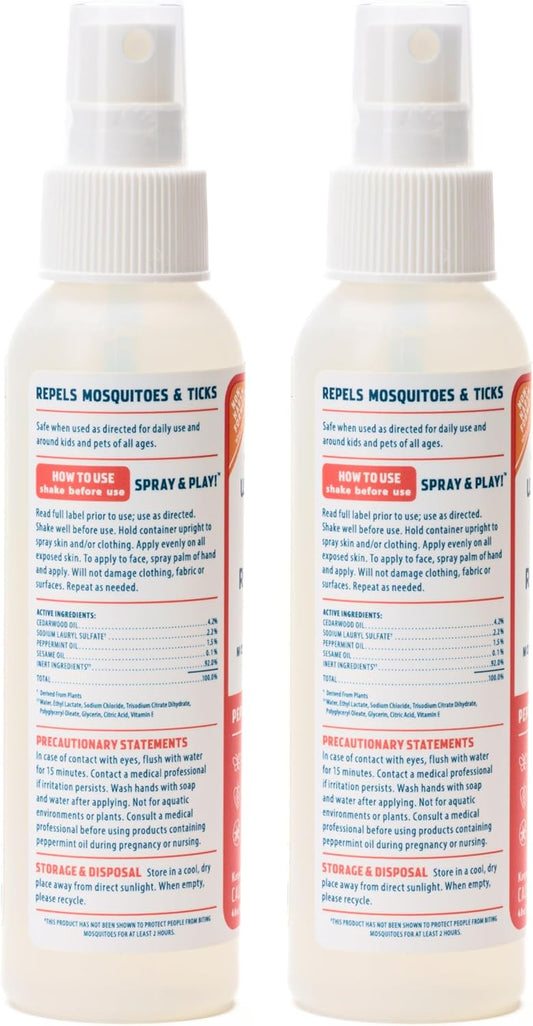 Wondercide - Mosquito, Tick, and Insect Repellent with Natural Essential Oils - DEET-Free Bug Spray and Killer - Safe for Family - Peppermint 2-Pack of 4 oz Bottle