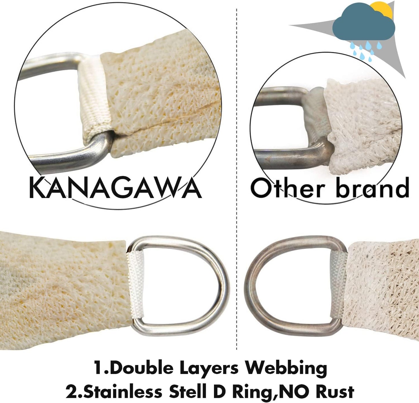 KANAGAWA 6'X16' Cream Custom Size Sun Shade Sail Rectangle UV Block Canopy Cover for Patio Backyard Lawn Garden Outdoor (Customized Available)