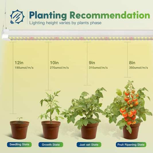 FREELICHT 4 Pack 4FT LED Grow Lights, 160W (4 x 40W,1080W Equivalent), Full Spectrum Sunlight Growing Lamp Fixture, Hanging Plant Light for Hydroponic Indoor Plants Seeding, Plug-in with On/Off Switch