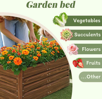 Raised Garden Bed, Raised Beds for Gardening Outdoor for Vegetables and Flowers Ground Planter Box, Galvanized Metal Planter Grow Garden Box,4X2X2ft